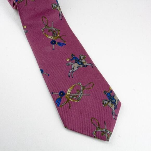 Henry Grethel Vintage Silk Tie Cranberry Blue Gold Made in USA - Picture 9 of 9